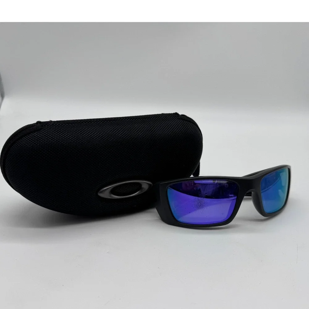 Oakley Fuel Cell OO9096-36 Matte Black Purple Wrap Sunglasses Violet Iridium Len